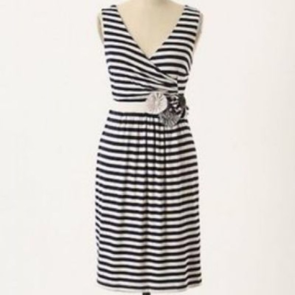 Anthropologie yellow button cotton dress